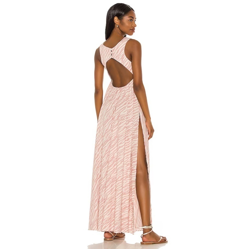 Anthropologie Boamar Pink Zebra Open Back Maxi Dress Size Medium Beach NWT
